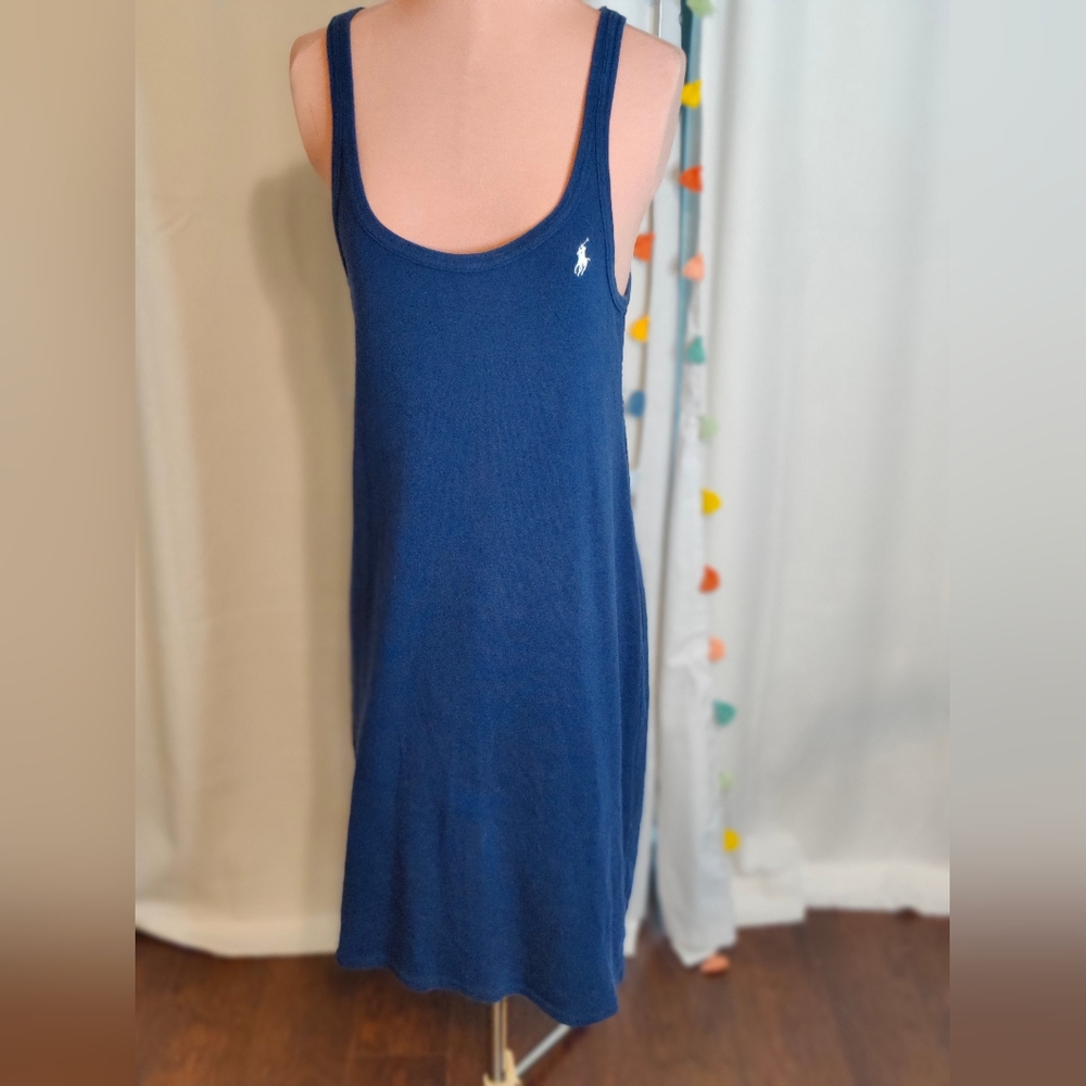 Super scoop Ralph Lauren tank dress Navy Midi Logo LG
